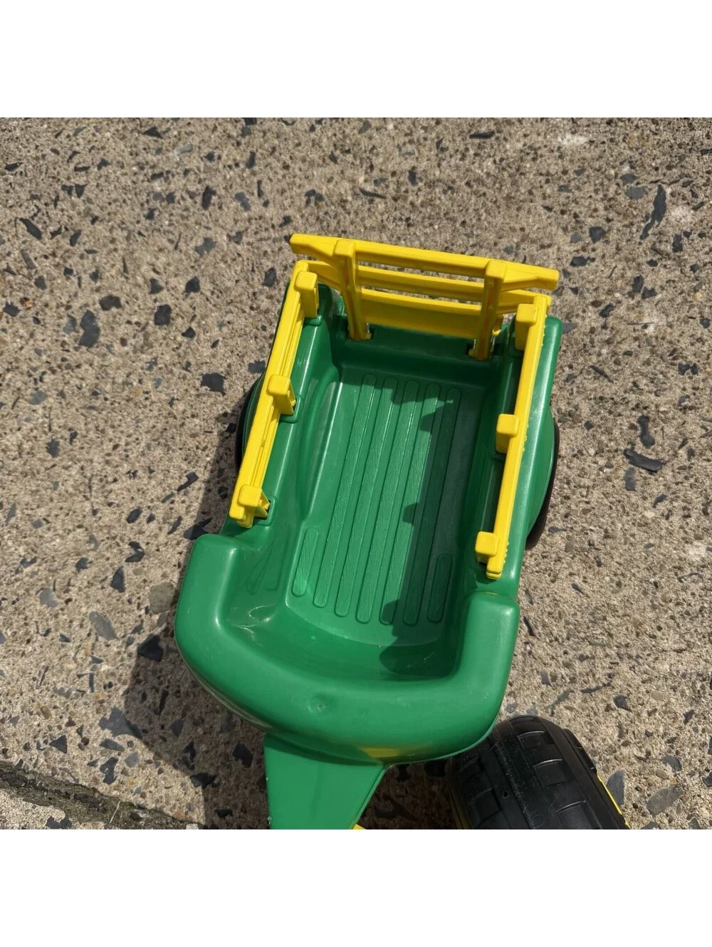 Vintage 1990s Tonka Tractor Trailer Wagon Cart With Gate Plastic Green Yellow